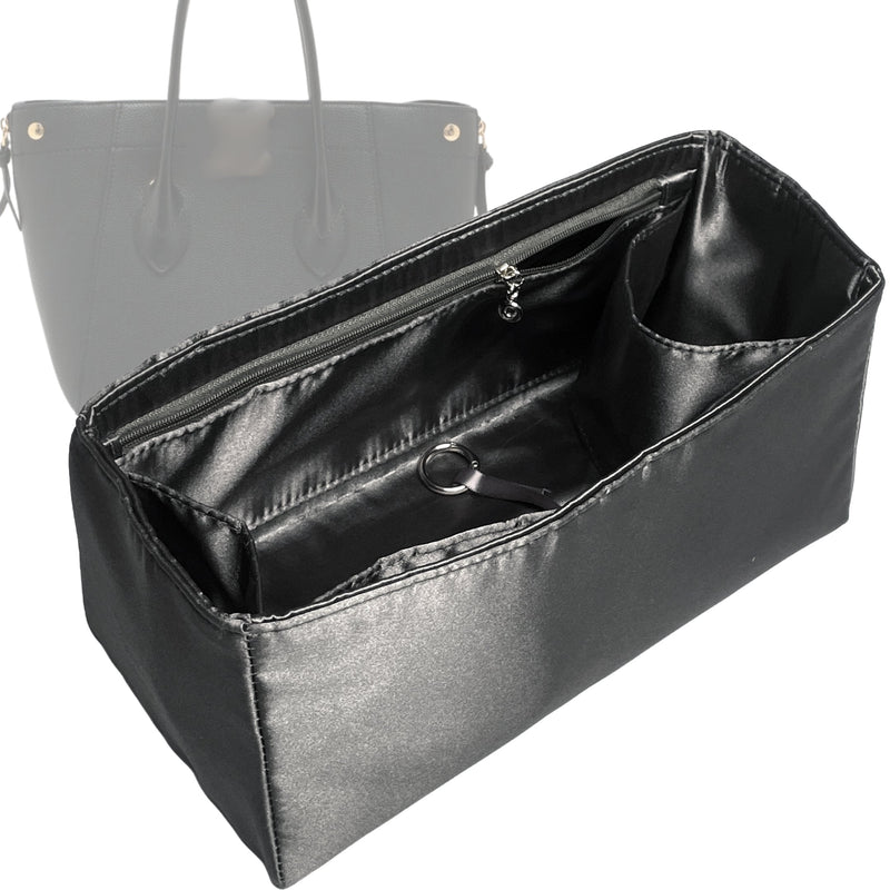 Organizer for [Freedom, LV] Tote Purse Bag Insert Liner Shaper (Silk, Full-width Zip and Open Pocket)