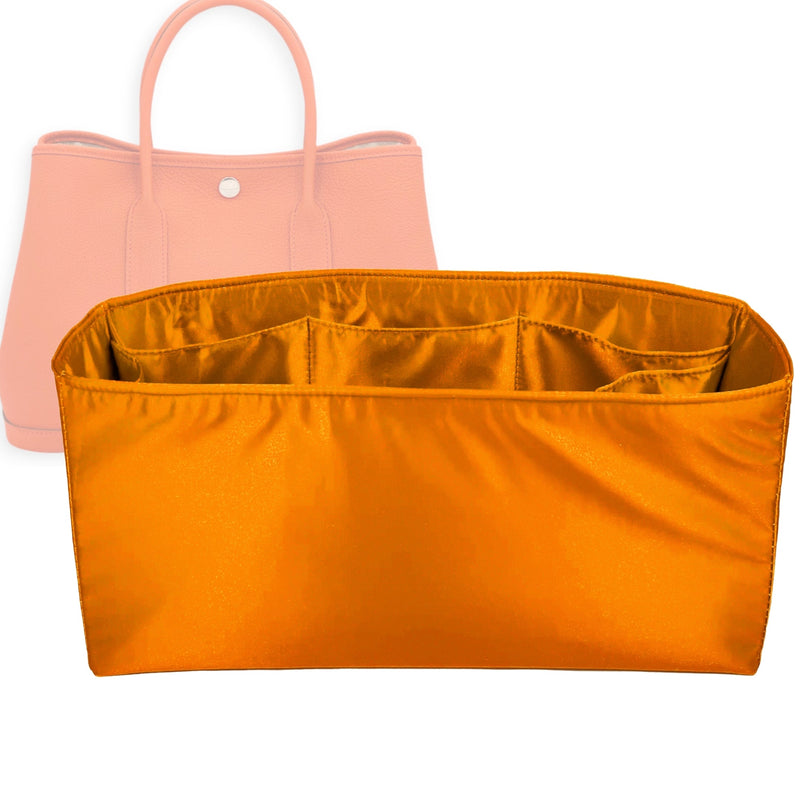 Organizer for [Garden Party 36, Hermes] Tote Purse Bag Insert Liner Shaper (Silk, Full-width Zip and Open Pocket)