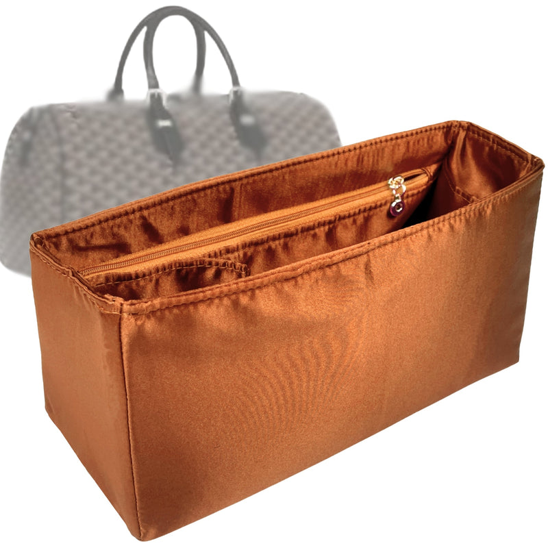 Organizer for [Boston 45 bag, Goyard] Tote Purse Bag Insert Liner Shaper (Silk, Full-width Zip and Open Pocket)
