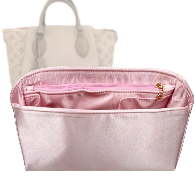 Organizer for [Haumea, LV] Tote Purse Bag Insert Liner Shaper (Silk, Full-width Zip and Open Pocket)