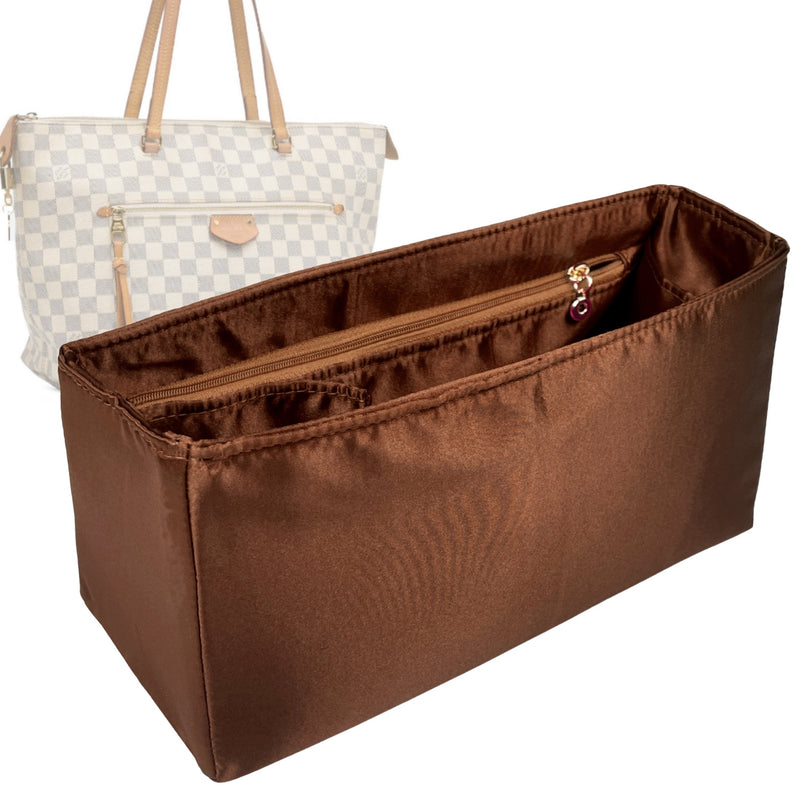 Organizer for [IENA MM (Medium), LV] Tote Purse Bag Insert Liner Shaper (Silk, Full-width Zip and Open Pocket)