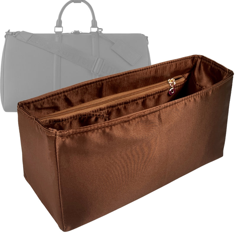 Organizer for [Keepall 45, LV] Tote Purse Bag Insert Liner Shaper (Silk, Full-width Zip and Open Pocket)