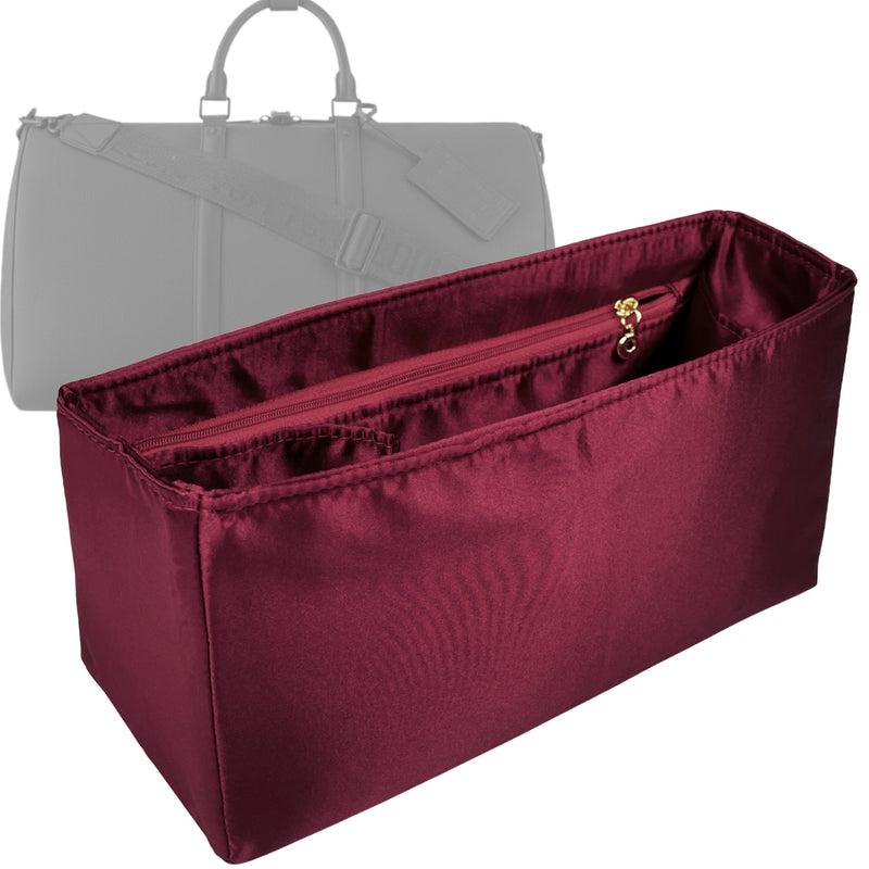Organizer for [City Keepall, LV] Tote Purse Bag Insert Liner Shaper (Silk, Full-width Zip and Open Pocket)