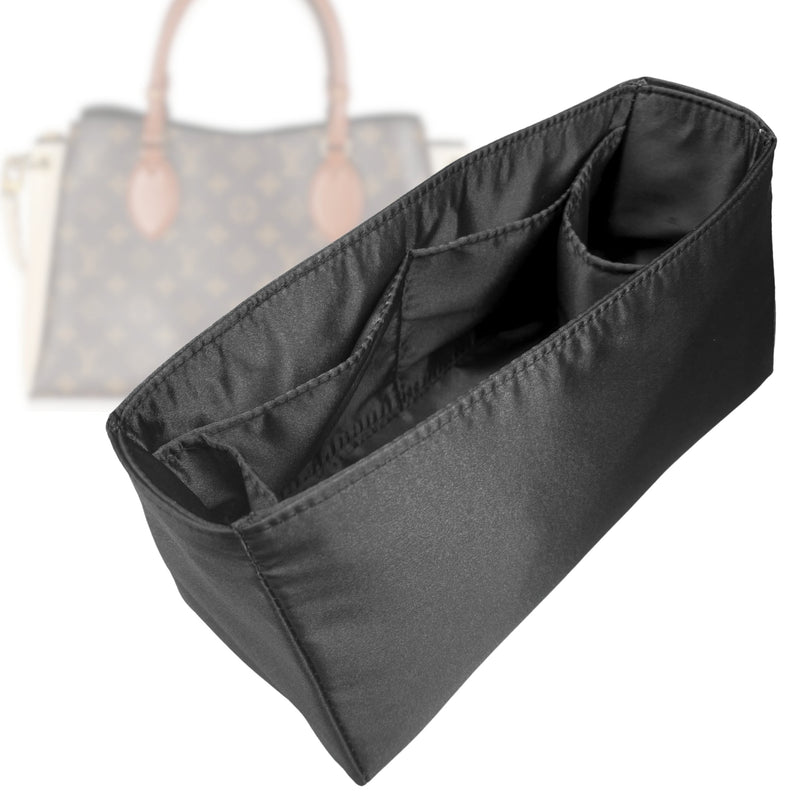 Organizer for [Vendôme MM, LV] Tote Purse Bag Insert Liner Shaper (Silk, Full-width Zip and Open Pocket)