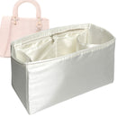 Organizer for [Medium Lady D-Lite Bag, Dior] Tote Purse Bag Insert Liner Shaper (Silk, Full-width Zip and Open Pocket)