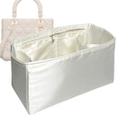 Organizer for [Lady Dior Large, Dior] Tote Purse Bag Insert Liner Shaper (Silk, Full-width Zip and Open Pocket)