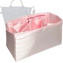 Organizer for [Le Pliage Cuir Top Handle Medium, Longchamp] Tote Purse Bag Insert Liner Shaper (Silk, Full-width Zip and Open Pocket)