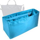 Organizer for [Le Pliage Néo Top Handle Large, Longchamp] Tote Purse Bag Insert Liner Shaper (Silk, Full-width Zip and Open Pocket)
