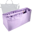 Organizer for [Le Pliage Néo Top Handle Medium, Longchamp] Tote Purse Bag Insert Liner Shaper (Silk, Full-width Zip and Open Pocket)