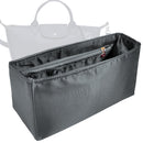 Organizer for [Le Pliage Energy S Handbag, Longchamp] Tote Purse Bag Insert Liner Shaper (Silk, Full-width Zip and Open Pocket)