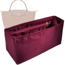Organizer for [Le Pliage Original M Tote, Longchamp] Tote Purse Bag Insert Liner Shaper (Silk, Full-width Zip and Open Pocket)