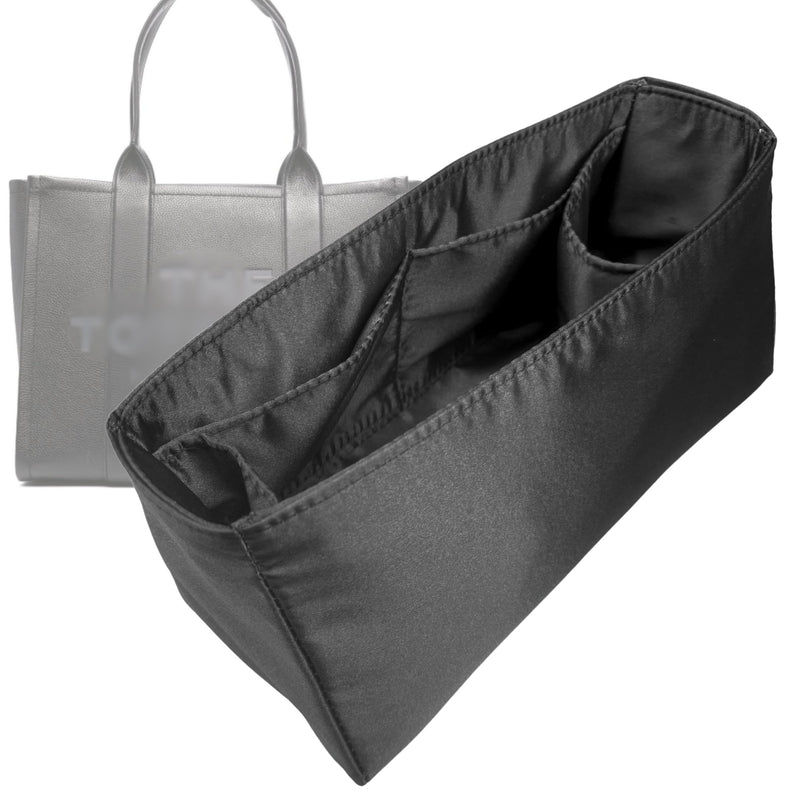 Organizer for [Medium Tote, Marc Jacobs] Tote Purse Bag Insert Liner Shaper (Silk, Full-width Zip and Open Pocket)