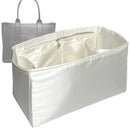 Organizer for [Large Tote, Marc Jacobs] Tote Purse Bag Insert Liner Shaper (Silk, Full-width Zip and Open Pocket)