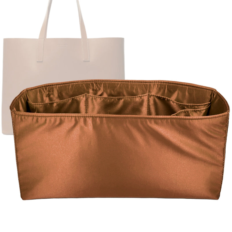 Organizer for [Market Tote, Coach] Tote Purse Bag Insert Liner Shaper (Silk, Full-width Zip and Open Pocket)