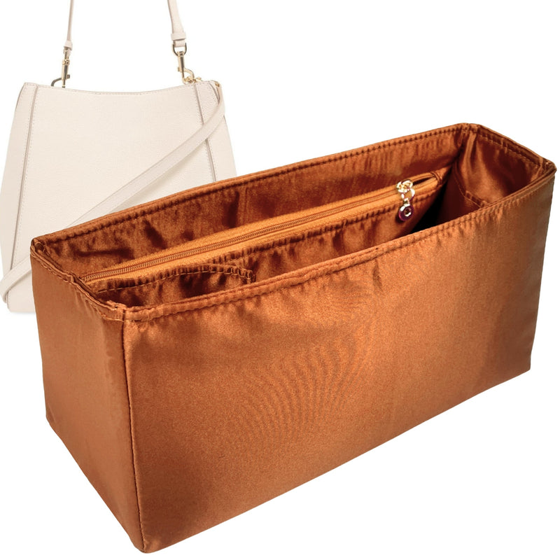 Organizer for [Mcgraw Carryall, Tory Burch] Tote Purse Bag Insert Liner Shaper (Silk, Full-width Zip and Open Pocket)