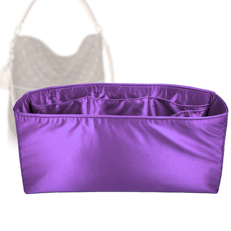 Organizer for [Melie, LV] Tote Purse Bag Insert Liner Shaper (Silk, Full-width Zip and Open Pocket)