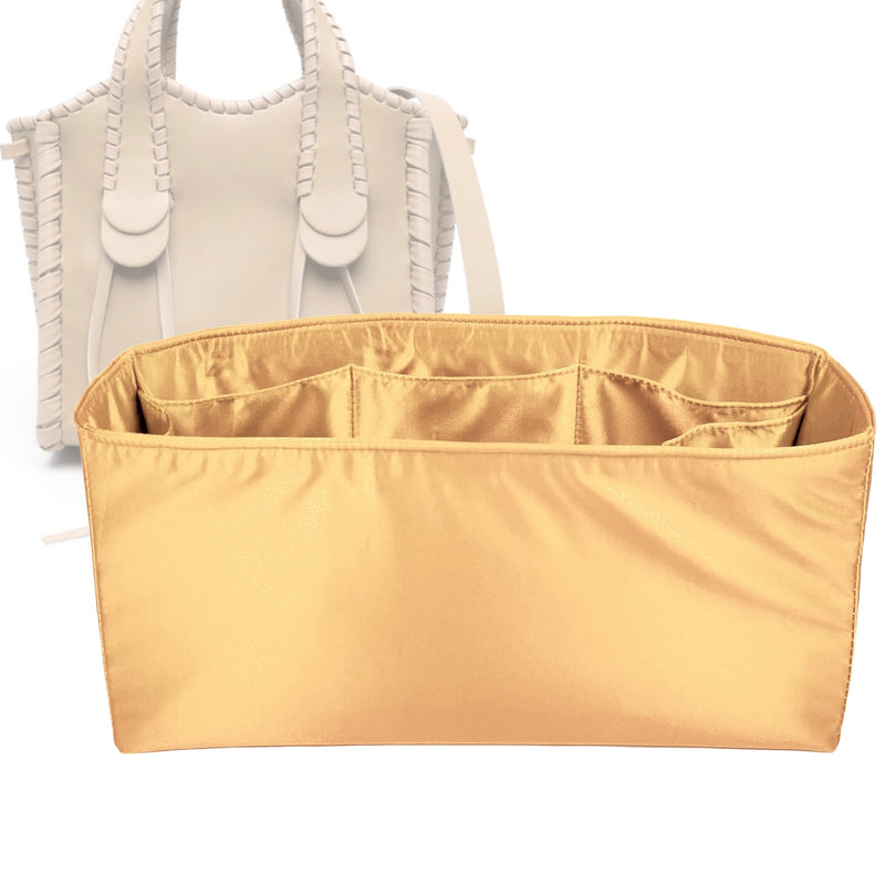 Organizer for [Medium Mony tote, Chloe] Tote Purse Bag Insert Liner Shaper (Silk, Full-width Zip and Open Pocket)