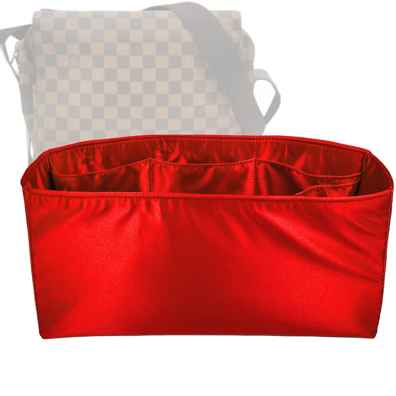 Organizer for [Damier Azur Naviglio, LV] Tote Purse Bag Insert Liner Shaper (Silk, Full-width Zip and Open Pocket)