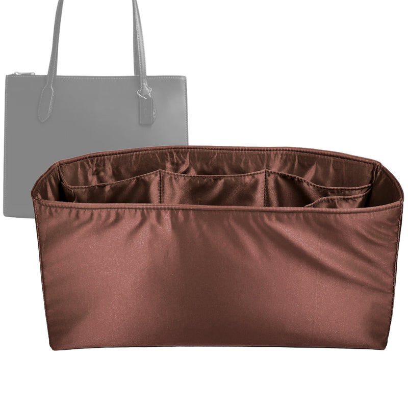 Organizer for [Nina Shoulder Tote, Coach] Tote Purse Bag Insert Liner Shaper (Silk, Full-width Zip and Open Pocket)