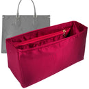 Organizer for [OnTheGo GM (Large), LV] Tote Purse Bag Insert Liner Shaper (Silk, Full-width Zip and Open Pocket)