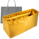 Organizer for [OnTheGo MM (Medium), LV] Tote Purse Bag Insert Liner Shaper (Silk, Full-width Zip and Open Pocket)