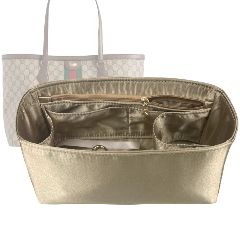 Organizer for [Ophidia GG Large Tote, Gucci] Tote Purse Bag Insert Liner Shaper (Silk, Full-width Zip and Open Pocket)