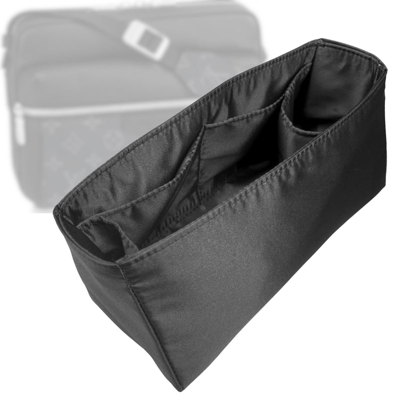 Organizer for [Outdoor Messenger, LV] Tote Purse Bag Insert Liner Shaper (Silk, Full-width Zip and Open Pocket)