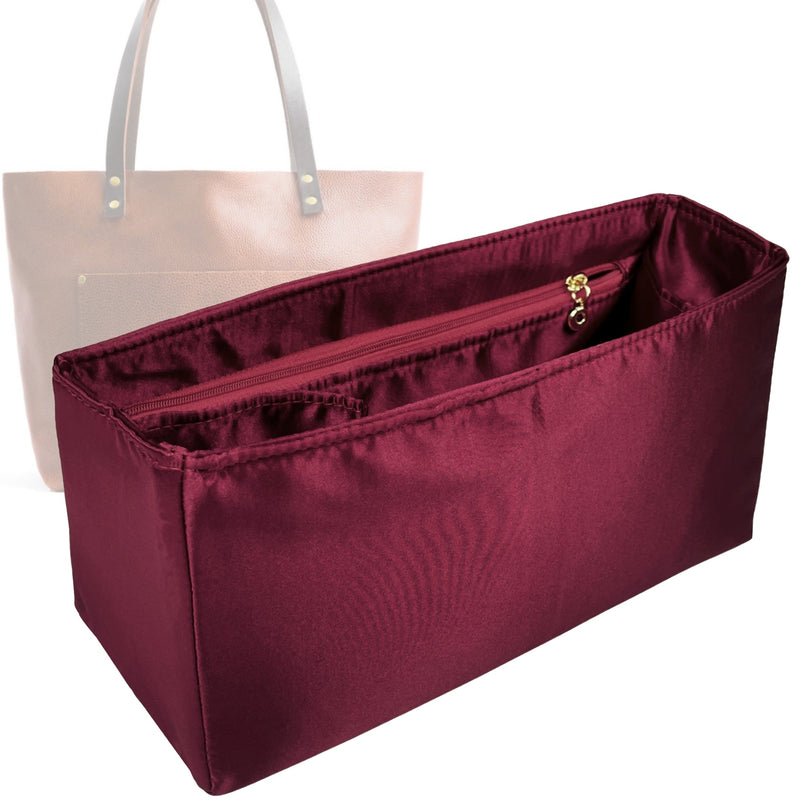 Organizer for [Classic Tote Oversized, Portland Leather Goods] Tote Purse Bag Insert Liner Shaper (Silk, Full-width Zip and Open Pocket)