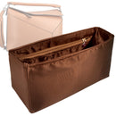 Organizer for [Puzzle Large, Loewe] Tote Purse Bag Insert Liner Shaper (Silk, Full-width Zip and Open Pocket)