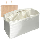 Organizer for [Reversible Liz Mini, MCM] Tote Purse Bag Insert Liner Shaper (Silk, Full-width Zip and Open Pocket)