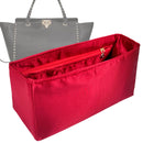 Organizer for [Rockstud Small, Valentino] Tote Purse Bag Insert Liner Shaper (Silk, Full-width Zip and Open Pocket)