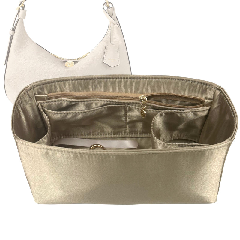 Organizer for [Sac Sport, LV] Tote Purse Bag Insert Liner Shaper (Silk, Full-width Zip and Open Pocket)