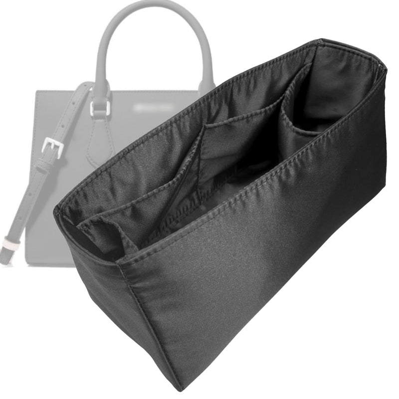 Organizer for [Sheila Large Satchel, Hobo] Tote Purse Bag Insert Liner Shaper (Silk, Full-width Zip and Open Pocket)