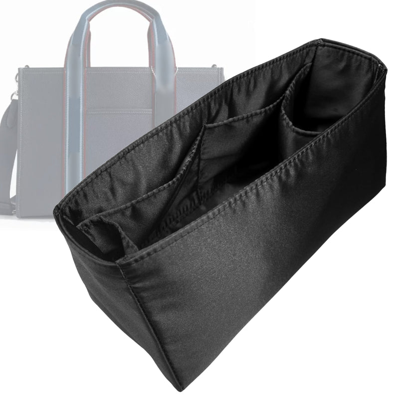 Organizer for [Smith Tote Bag, Coach] Tote Purse Bag Insert Liner Shaper (Silk, Full-width Zip and Open Pocket)