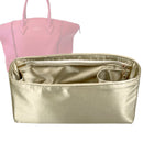 Organizer for [Soft Lockit MM (Medium), LV] Tote Purse Bag Insert Liner Shaper (Silk, Full-width Zip and Open Pocket)