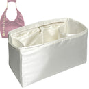 Organizer for [Small Squeeze bag, Loewe] Tote Purse Bag Insert Liner Shaper (Silk, Full-width Zip and Open Pocket)