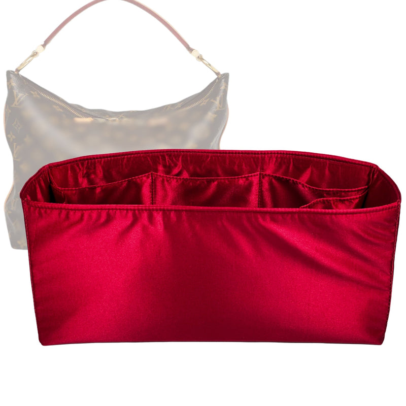 Organizer for [Sully MM (Medium), LV] Tote Purse Bag Insert Liner Shaper (Silk, Full-width Zip and Open Pocket)