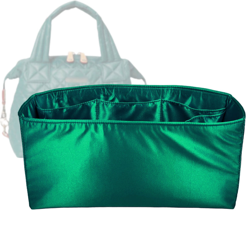 Organizer for [Small Sutton, MZ Wallace] Tote Purse Bag Insert Liner Shaper (Silk, Full-width Zip and Open Pocket)