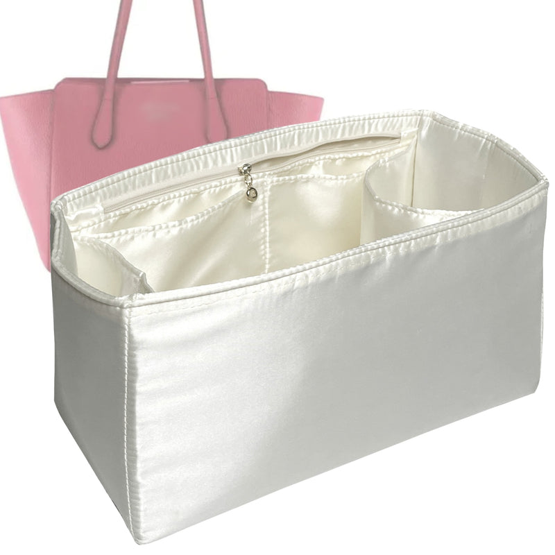 Organizer for [Swing Small, Gucci] Tote Purse Bag Insert Liner Shaper (Silk, Full-width Zip and Open Pocket)