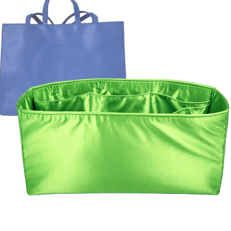 Organizer for [Shmedium Shopping Bag, Telfar] Tote Purse Bag Insert Liner Shaper (Silk, Full-width Zip and Open Pocket)