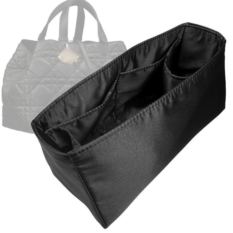 Organizer for [Large Toujours Bag, Dior] Tote Purse Bag Insert Liner Shaper (Silk, Full-width Zip and Open Pocket)