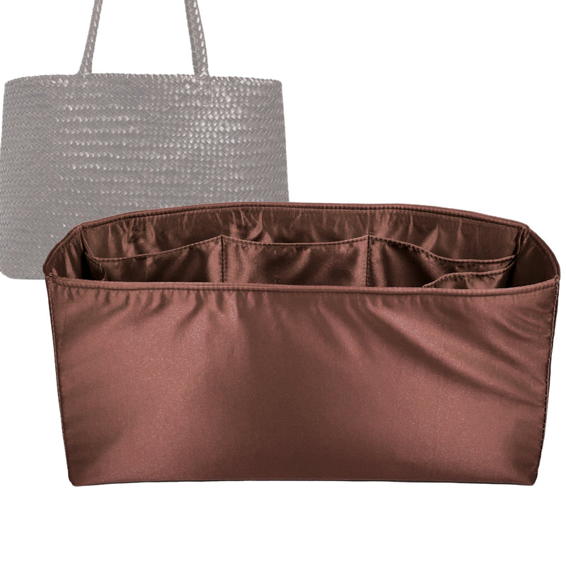 Organizer for [East-West Transport Tote, Madewell] Tote Purse Bag Insert Liner Shaper (Silk, Full-width Zip and Open Pocket)