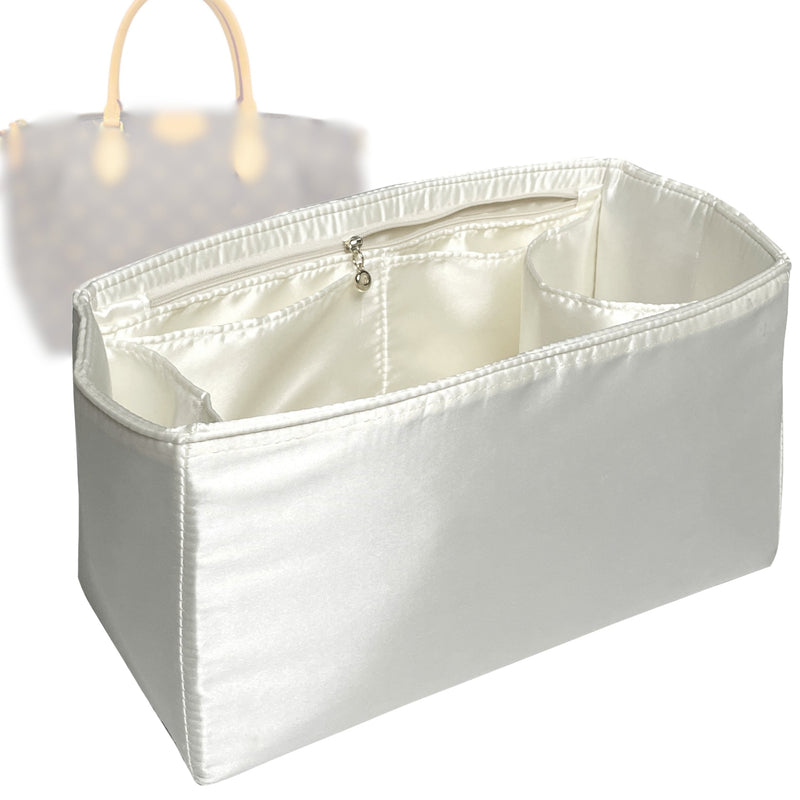 Organizer for [Turenne PM (Small), LV] Tote Purse Bag Insert Liner Shaper (Silk, Full-width Zip and Open Pocket)