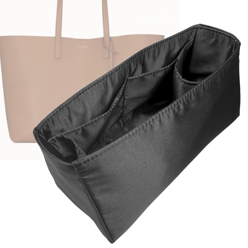 Organizer for [East-West Shopping Tote, Saint Laurent (YSL)] Tote Purse Bag Insert Liner Shaper (Silk, Full-width Zip and Open Pocket)