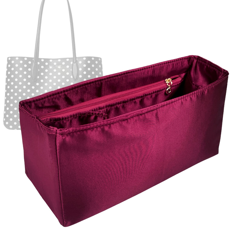 Organizer for [All Day Domino Dot Large Tote, Kate Spade] Tote Purse Bag Insert Organiser Liner Shaper (Silk, Trapezoid Taper Shape)