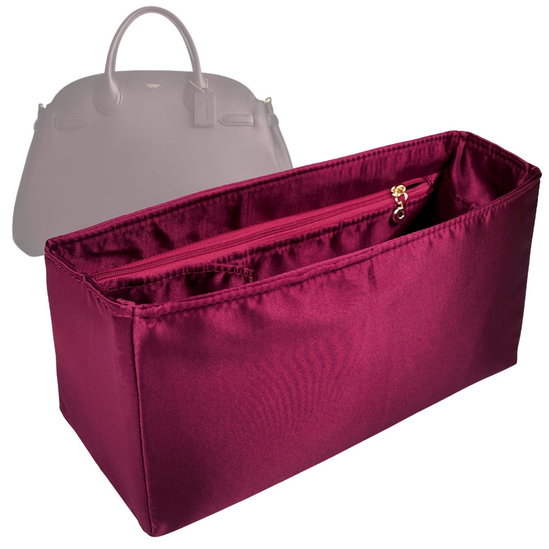 Organizer for [Soft Empire Carryall 28, Coach] Tote Purse Bag Insert Organiser Liner Shaper (Silk, Trapezoid Taper Shape)
