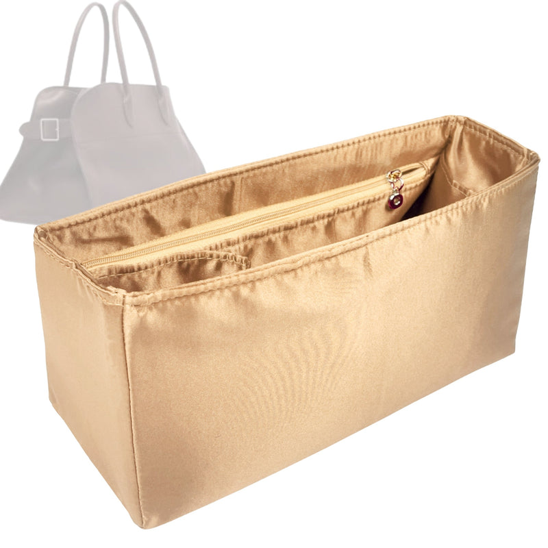 Organizer for [East West Margaux Bag, The Row] Tote Purse Bag Insert Organiser Liner Shaper (Silk, Trapezoid Taper Shape)