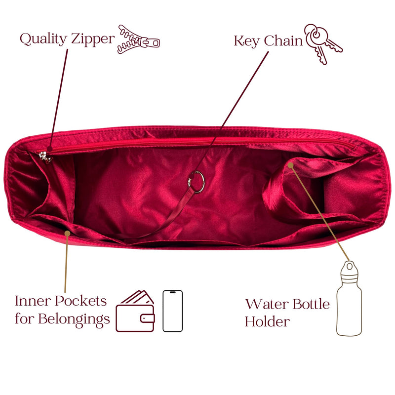 Organizer for [Mezzo, LV] Bag Insert (Silk, Trapezoid Shape with Zip Pocket)