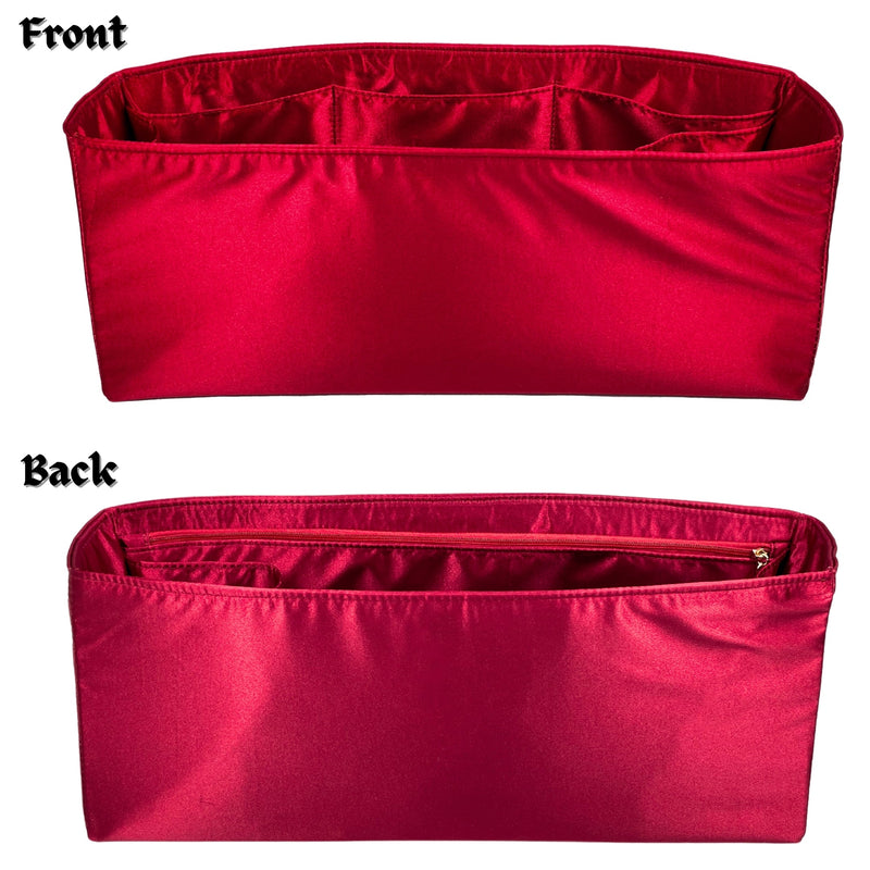 Organizer for [Flamenco Purse Bucket, Loewe] Bag Insert (Silk, Trapezoid Shape with Zip Pocket)