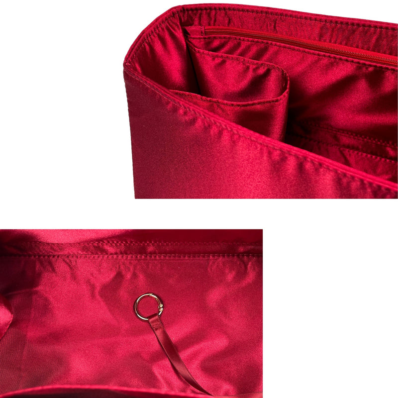 Organizer for [Large Flamenco Clutch, Loewe] Bag Insert (Silk, Trapezoid Shape with Zip Pocket)